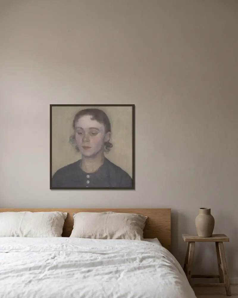 Die Frau des Künstlers, Ida Hammershøi, geborene Ilsted von Vilhelm Hammershøi gerahmt an einer Wand