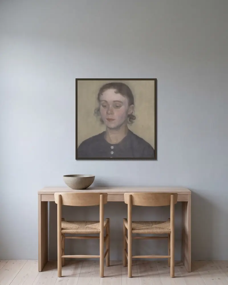 Die Frau des Künstlers, Ida Hammershøi, geborene Ilsted von Vilhelm Hammershøi gerahmt an einer Wand