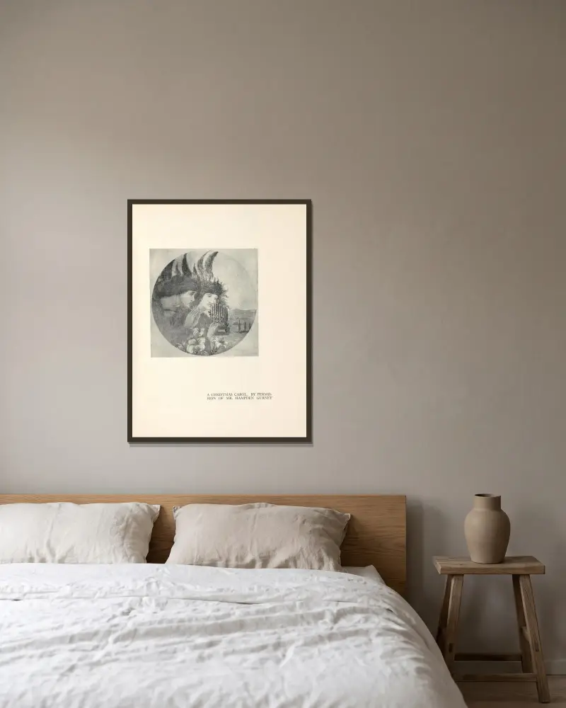 Ein Weihnachtslied – Nr. 1 von Aubrey Vincent Beardsley gerahmt an einer Wand
