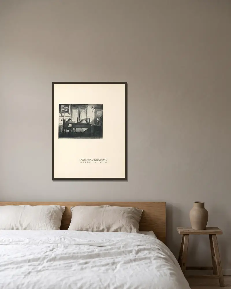 Eine Szene aus „Madame Bovary“ – Nr. 1 von Aubrey Vincent Beardsley gerahmt an einer Wand