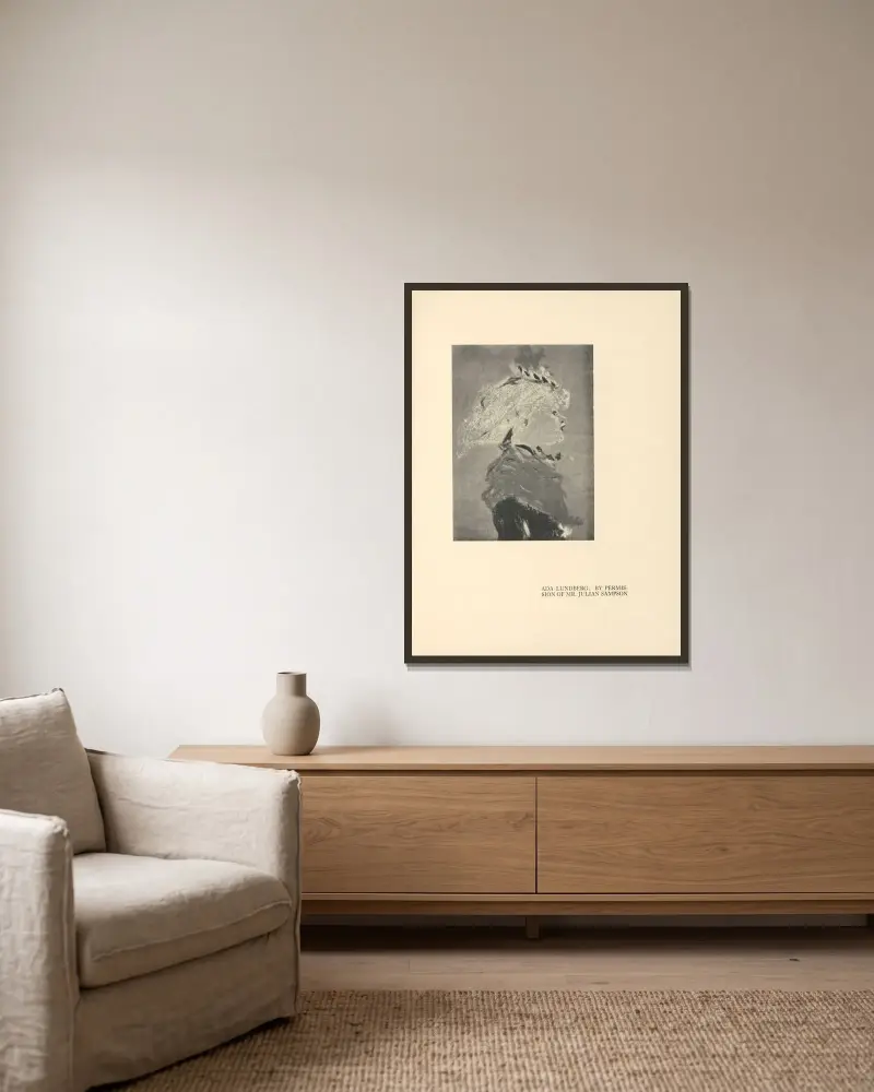 Ada Lundberg von Aubrey Vincent Beardsley gerahmt an einer Wand