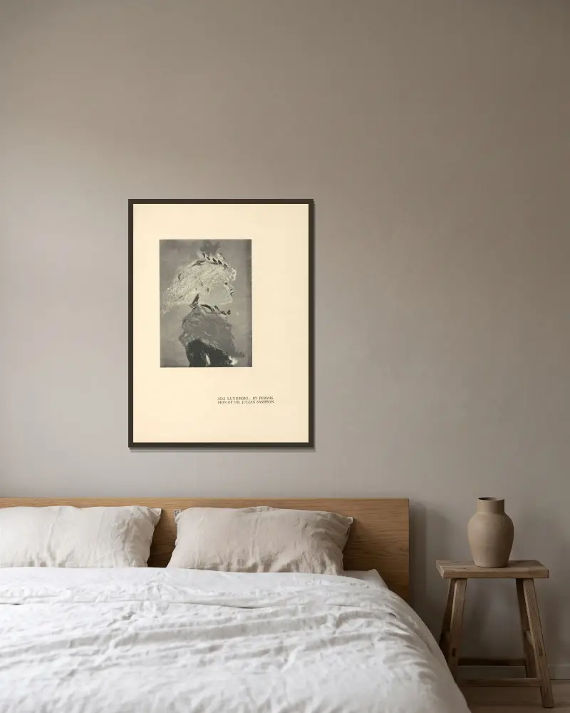 Ada Lundberg von Aubrey Vincent Beardsley gerahmt an einer Wand