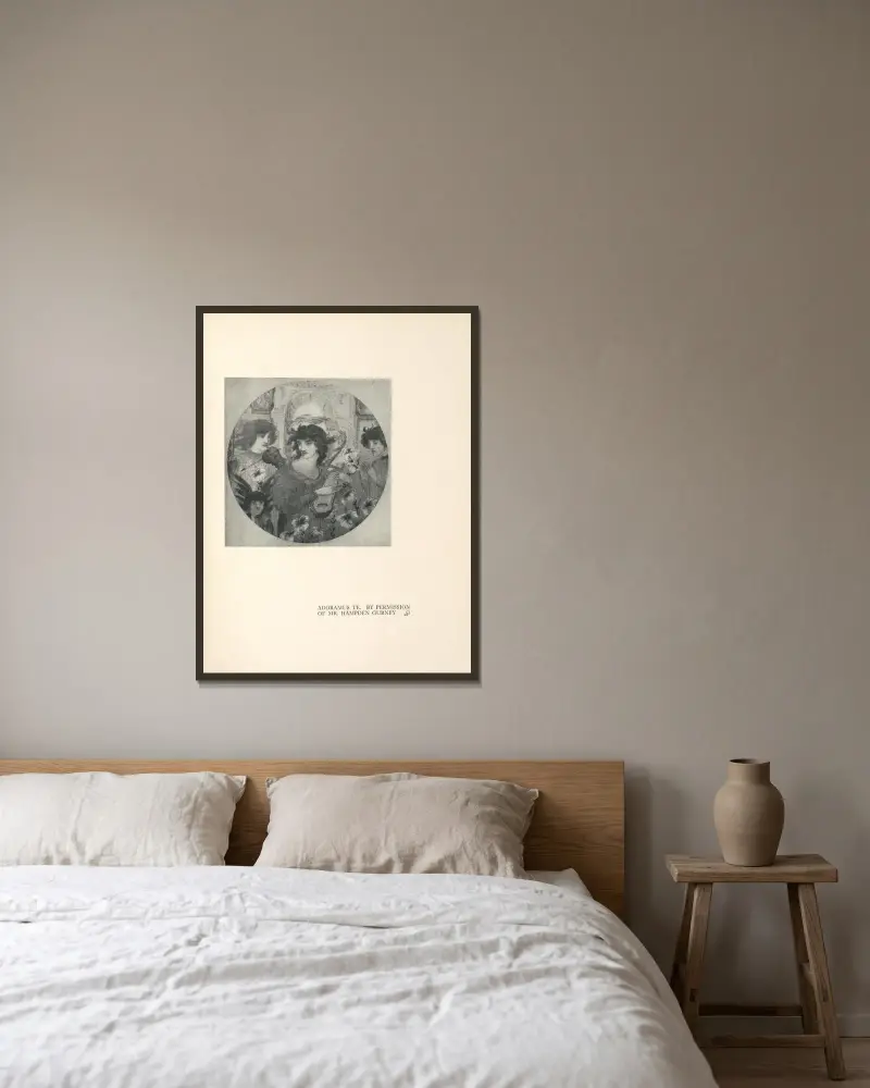 Adoramus Te von Aubrey Vincent Beardsley gerahmt an einer Wand