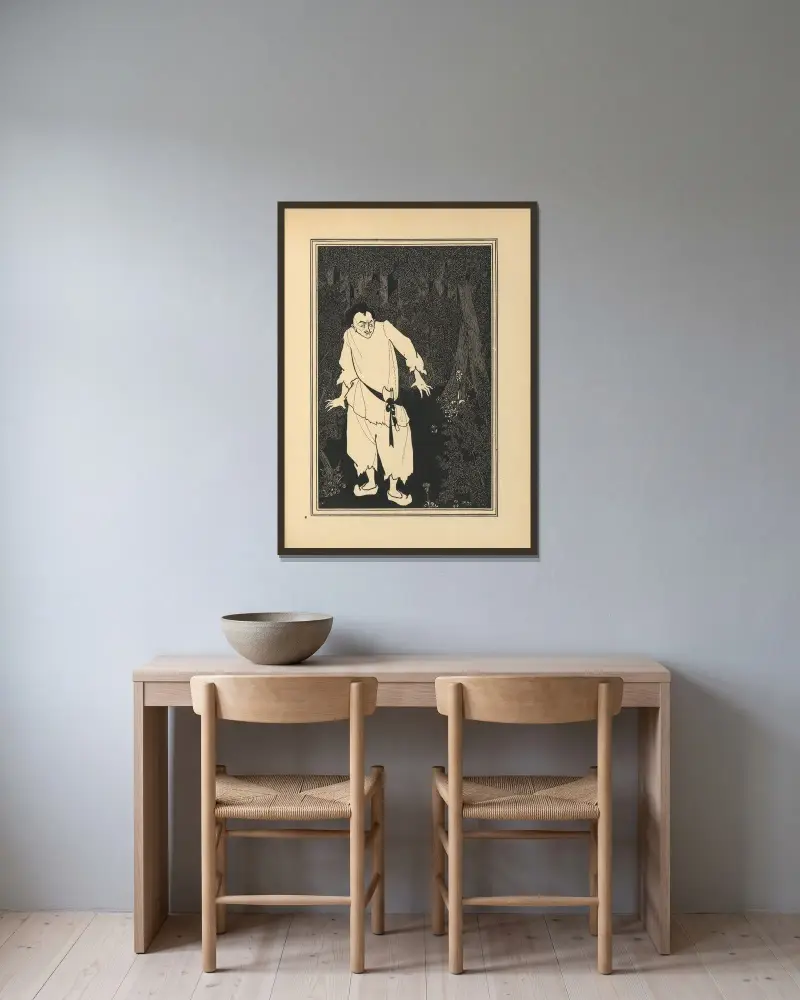 Ali Baba In The Wood – nr 1 av Aubrey Vincent Beardsley inramad på en vägg