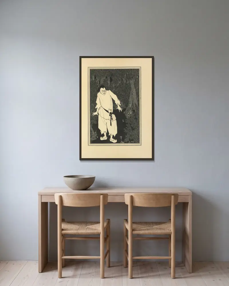 Ali Baba im Wald, 1897 von Aubrey Vincent Beardsley gerahmt an einer Wand
