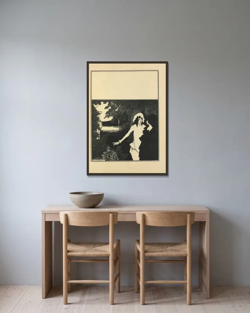 Umschlaggestaltung für Nr. 5 von „The Savoy“ von Aubrey Vincent Beardsley gerahmt an einer Wand