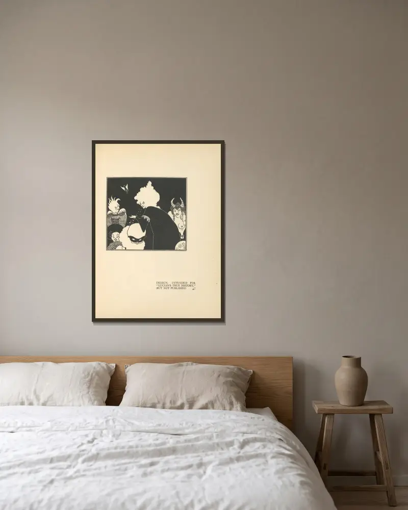 Entwurf. Gedacht für 'Lukians wahre Geschichte', aber nicht veröffentlicht von Aubrey Vincent Beardsley gerahmt an einer Wand