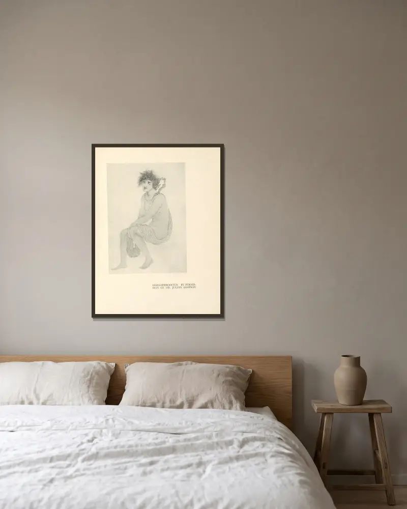 Hermaphroditus von Aubrey Vincent Beardsley gerahmt an einer Wand