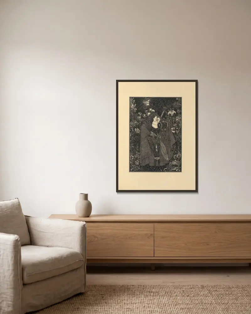 Abbén. Ur 'The Savoy' nr 1 av Aubrey Vincent Beardsley inramad på en vägg