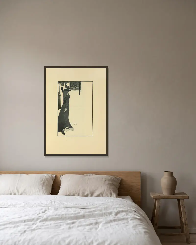 The ‘Pseudonym Library’ Poster, 1897 av Aubrey Vincent Beardsley inramad på en vägg