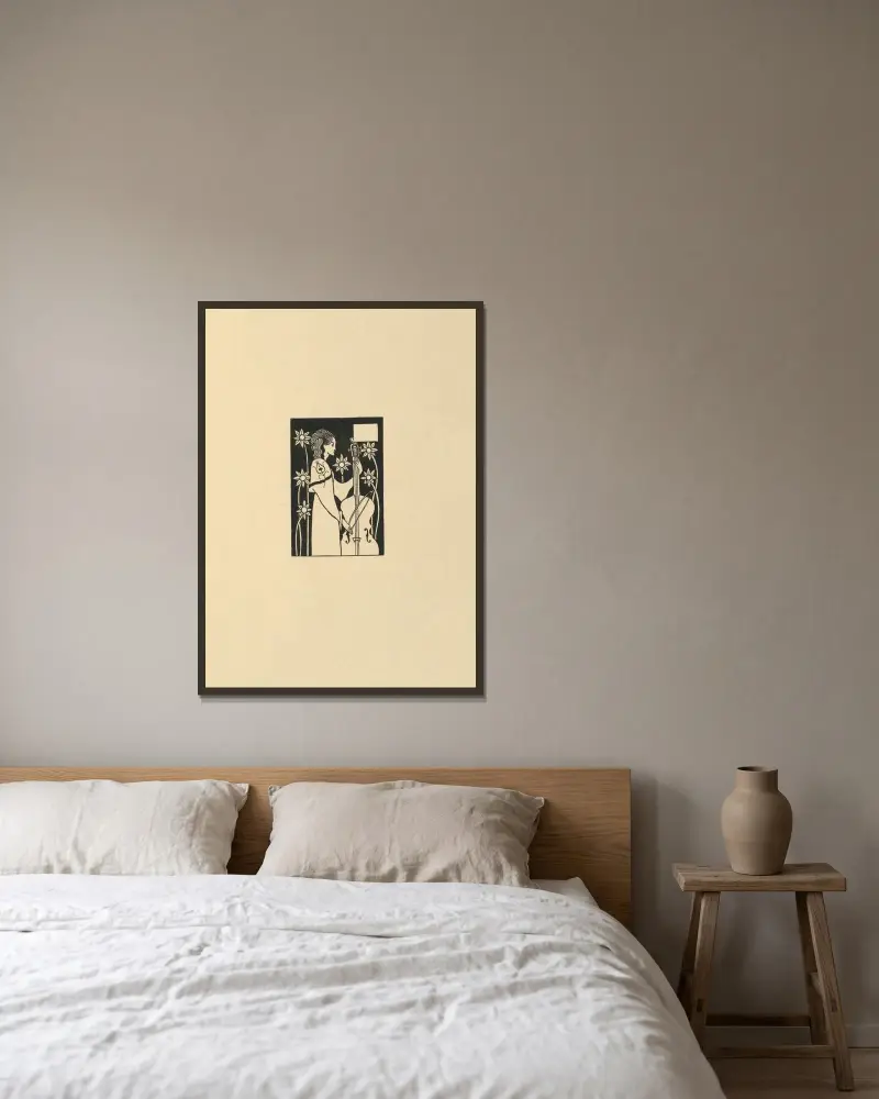 Vignette. Aus „Le Morte d’Arthur“ – Nr. 13 von Aubrey Vincent Beardsley gerahmt an einer Wand