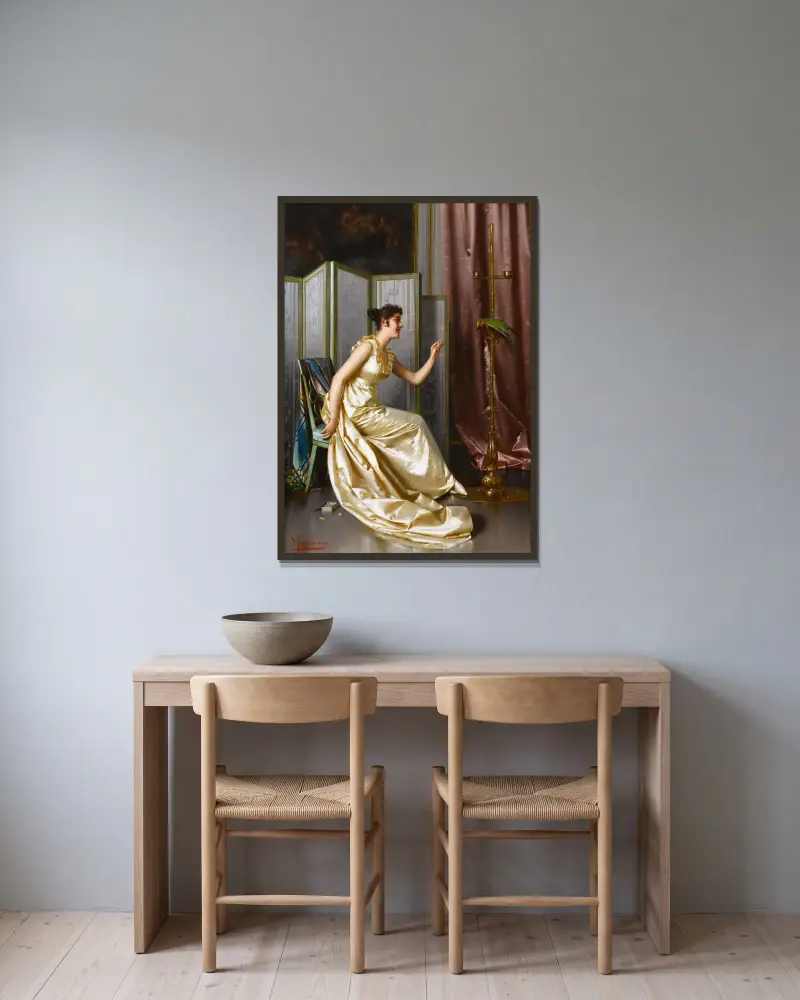 Matar papegojan av Vittorio Reggianini inramad på en vägg