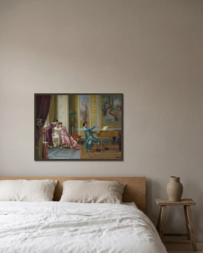 Den föredragna romansen av Vittorio Reggianini inramad på en vägg