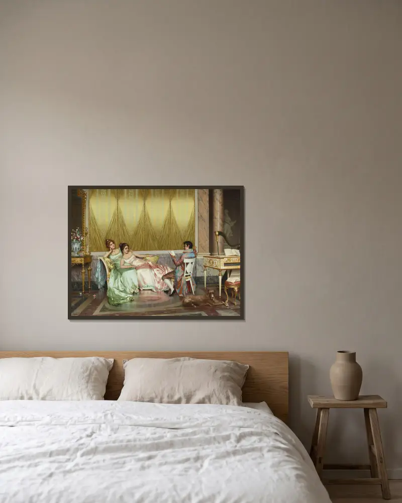 Poesiuppläsningen – nr 2 av Vittorio Reggianini inramad på en vägg