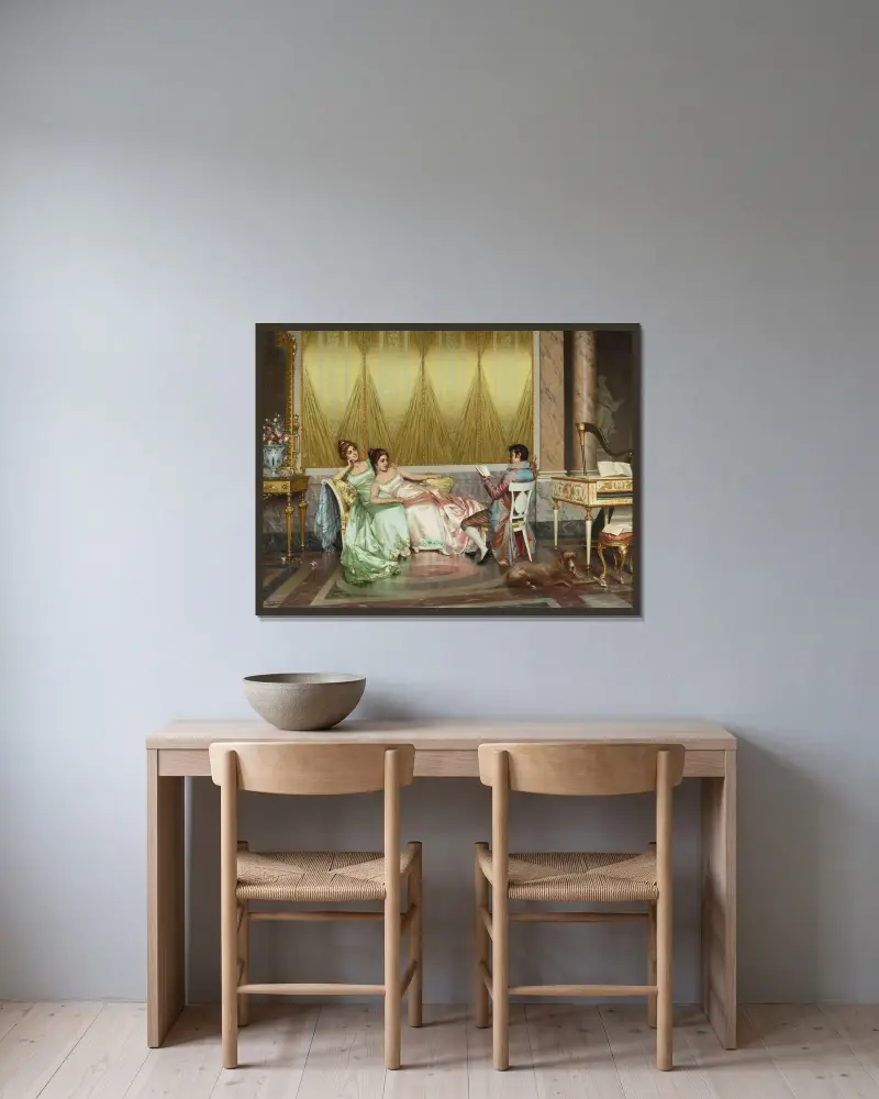 Poesiuppläsningen – nr 2 av Vittorio Reggianini inramad på en vägg