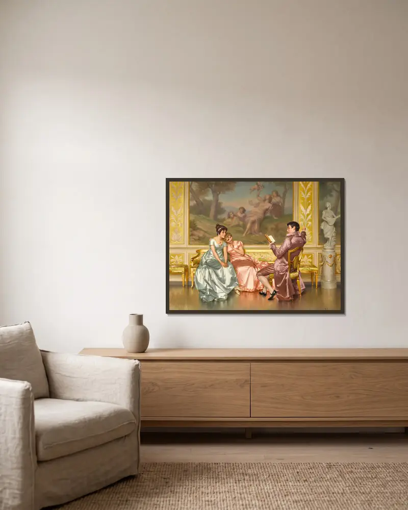 Die Poesielesung – Nr. 1 von Vittorio Reggianini gerahmt an einer Wand