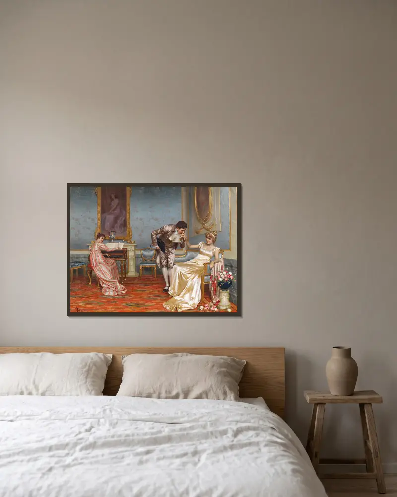 Der Freier von Vittorio Reggianini gerahmt an einer Wand