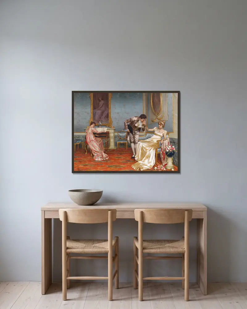 Der Freier von Vittorio Reggianini gerahmt an einer Wand