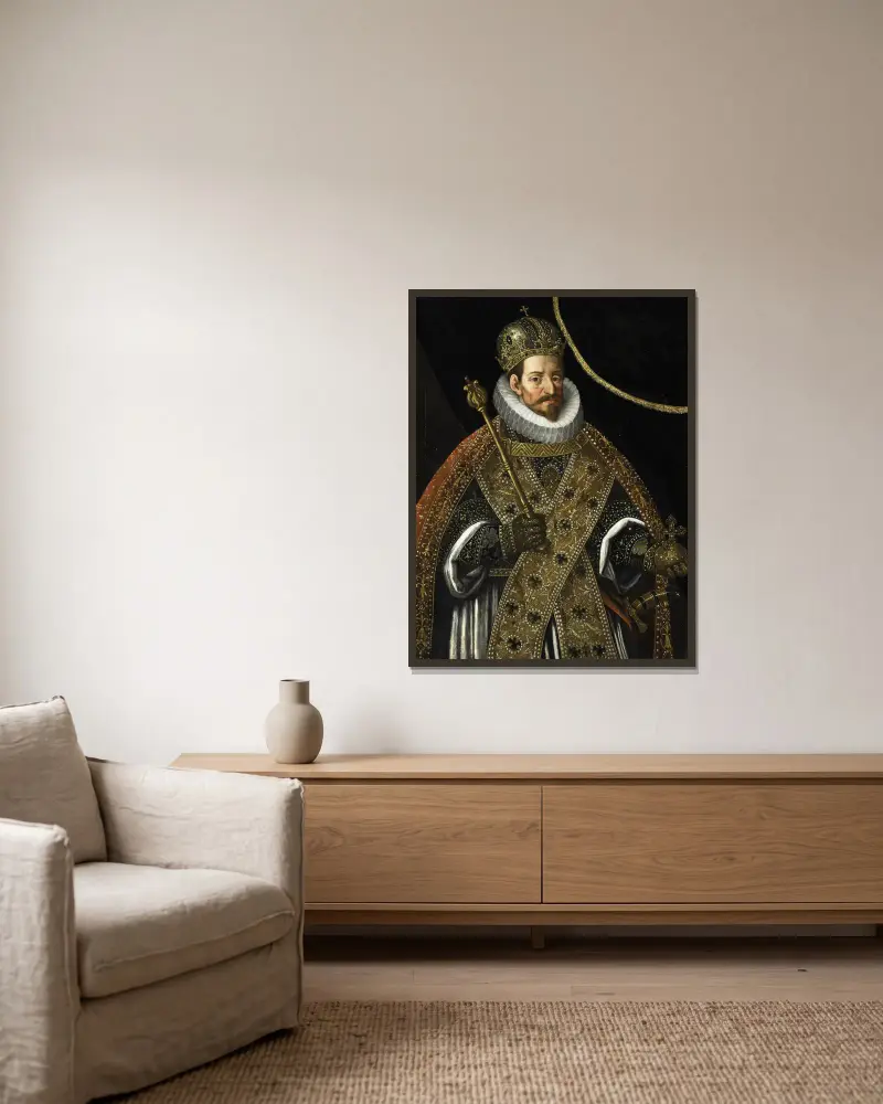 Matthias, Emperor of the Holy Roman Empire (1557-1619) av Hans von Aachen inramad på en vägg