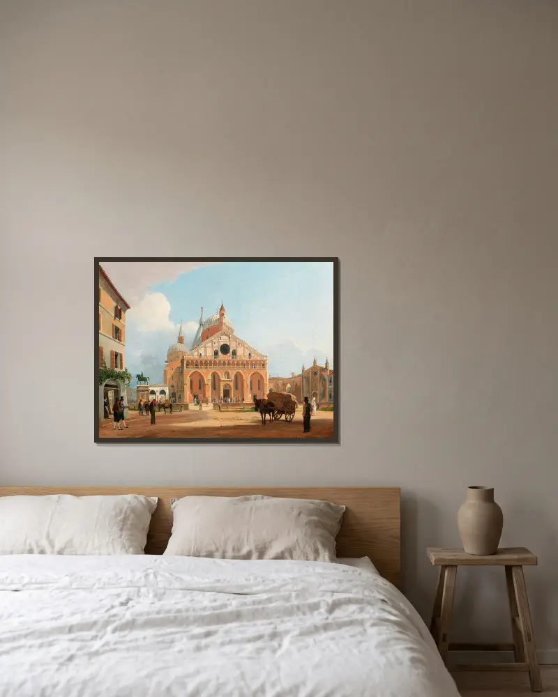 Vy över Antoniusbasilikan i Padua av Rudolf von Alt inramad på en vägg
