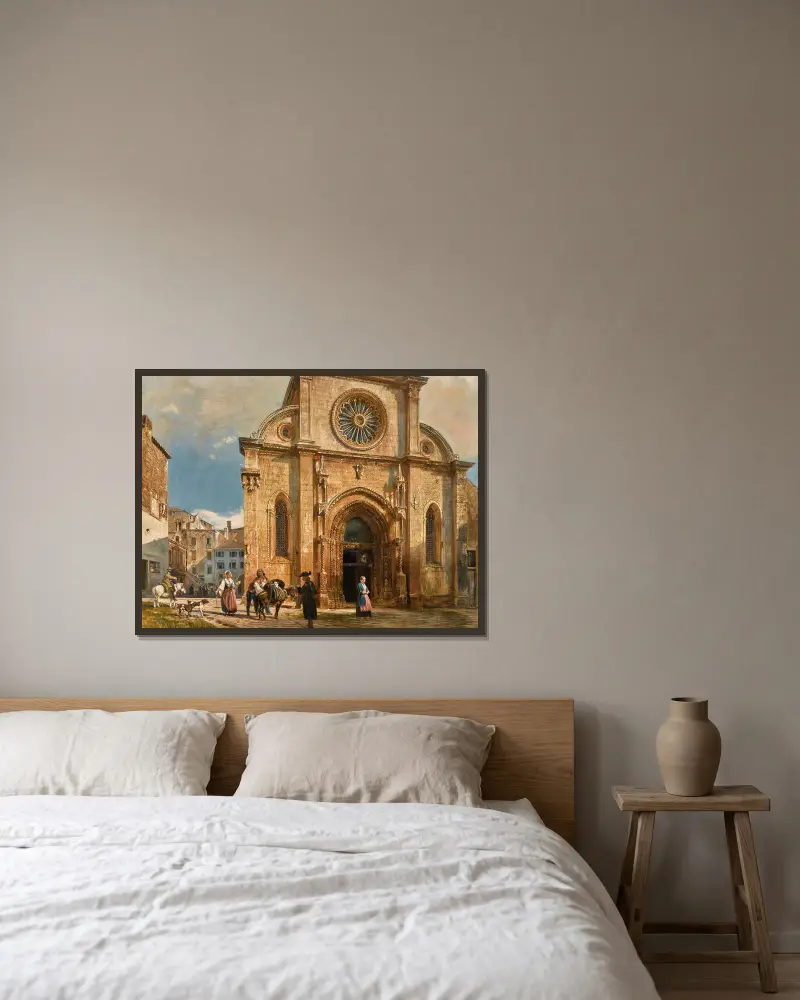 Katedralen Sankt Jakob i Šibenik av Rudolf von Alt inramad på en vägg