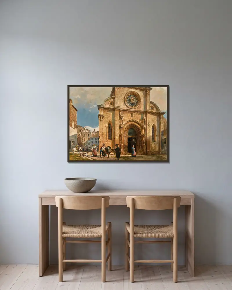Katedralen Sankt Jakob i Šibenik av Rudolf von Alt inramad på en vägg