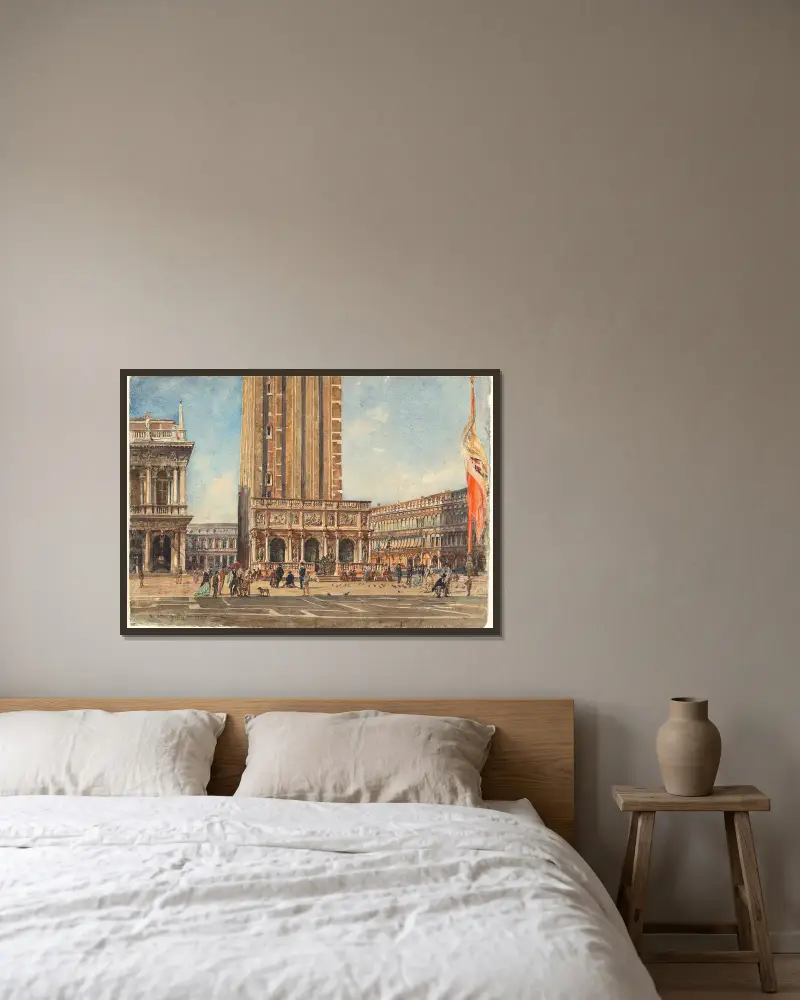 The Piazza San Marco av Rudolf von Alt inramad på en vägg