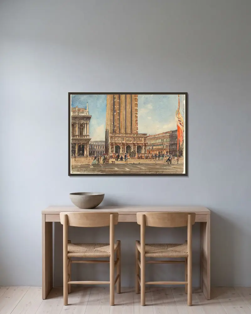 The Piazza San Marco av Rudolf von Alt inramad på en vägg