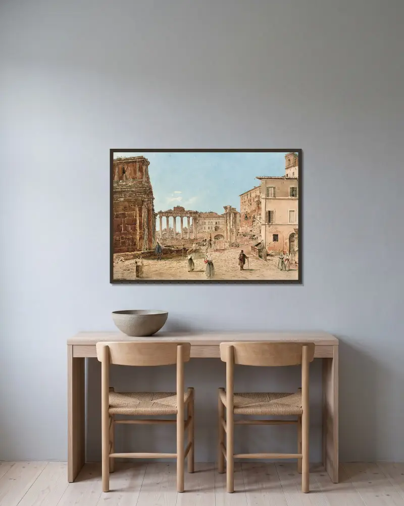 The Roman Forum in Rom av Rudolf von Alt inramad på en vägg
