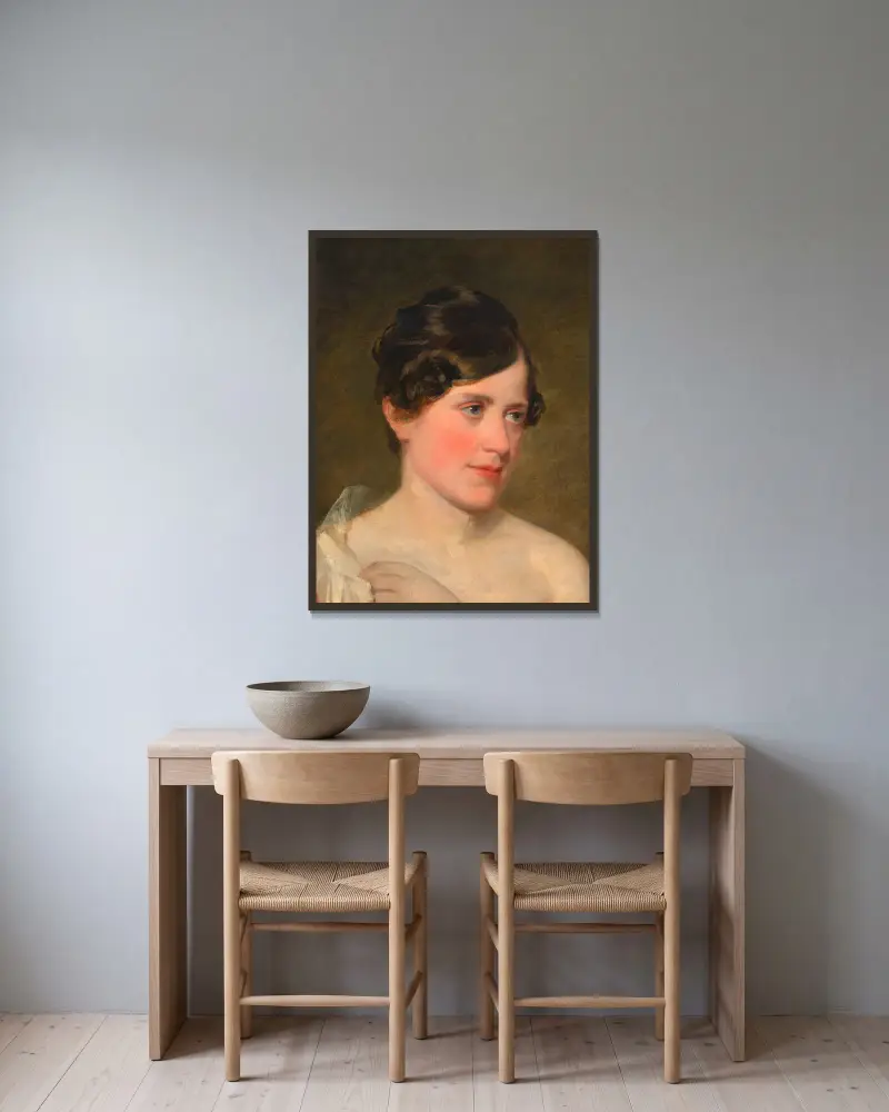 Antonie Amerling (1. Gattin des Künstlers) av Friedrich von Amerling inramad på en vägg