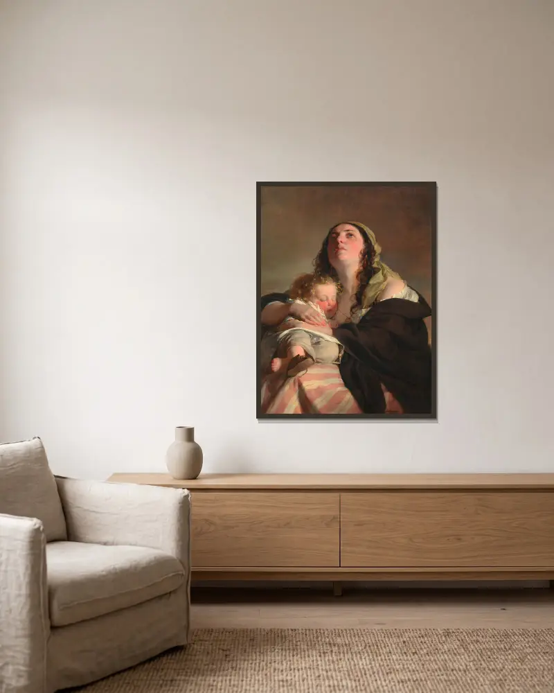 Die Witwe von Friedrich von Amerling gerahmt an einer Wand