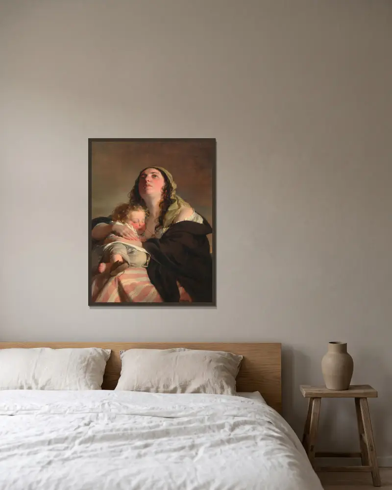 Die Witwe von Friedrich von Amerling gerahmt an einer Wand