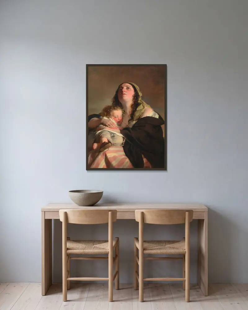 Die Witwe von Friedrich von Amerling gerahmt an einer Wand