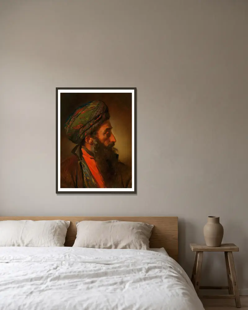 Ein Türke (Studienkopf) von Friedrich von Amerling gerahmt an einer Wand