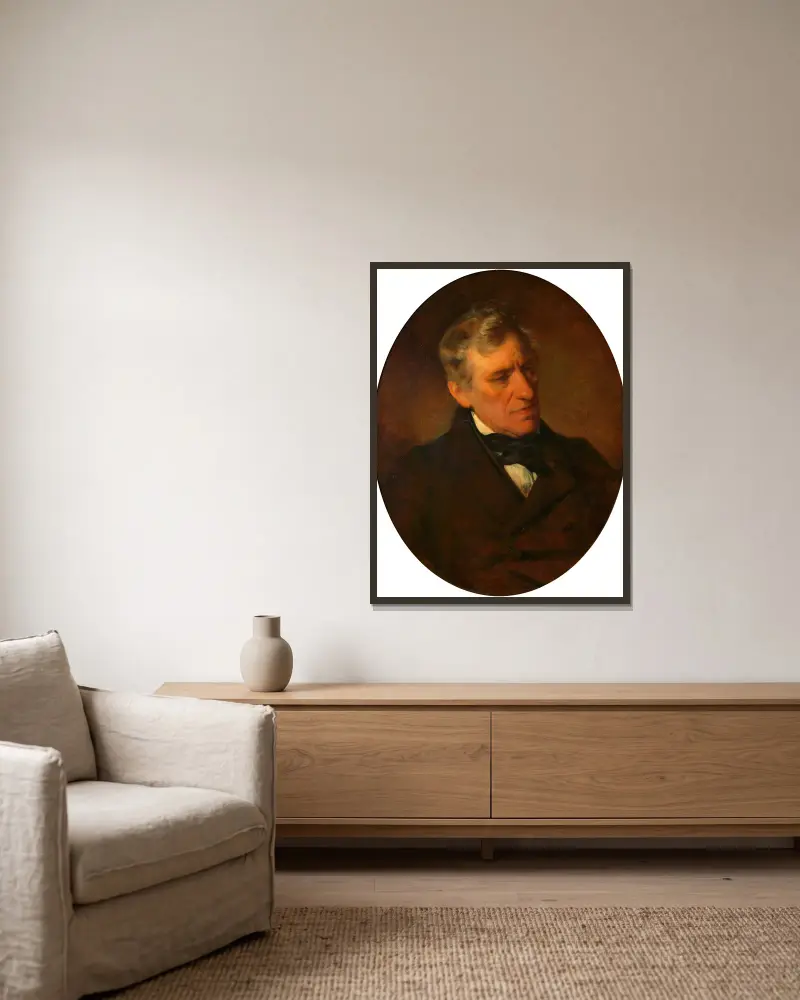 Franz Grillparzer av Friedrich von Amerling inramad på en vägg
