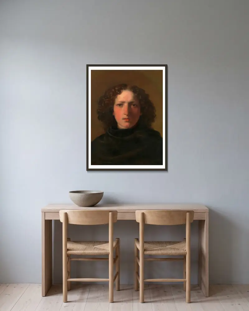 Hans Gasser, Bildhauer von Friedrich von Amerling gerahmt an einer Wand
