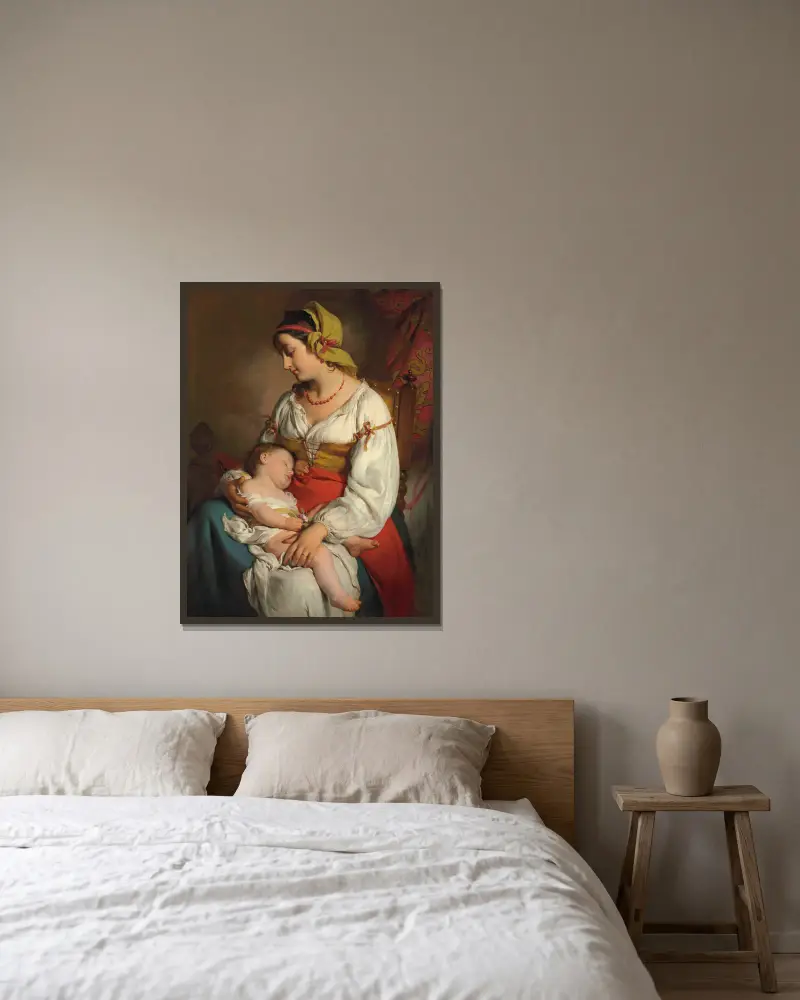 Italienische Mutter mit Kind von Friedrich von Amerling gerahmt an einer Wand