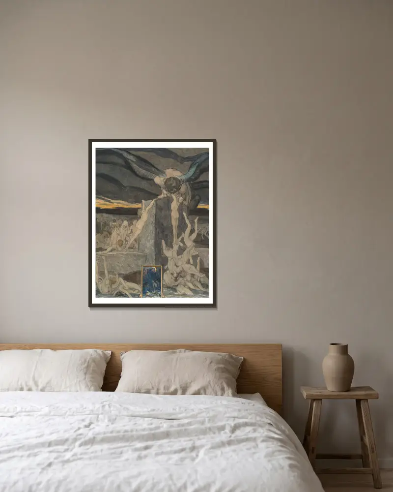 Ode an Dante von Franz von Bayros gerahmt an einer Wand