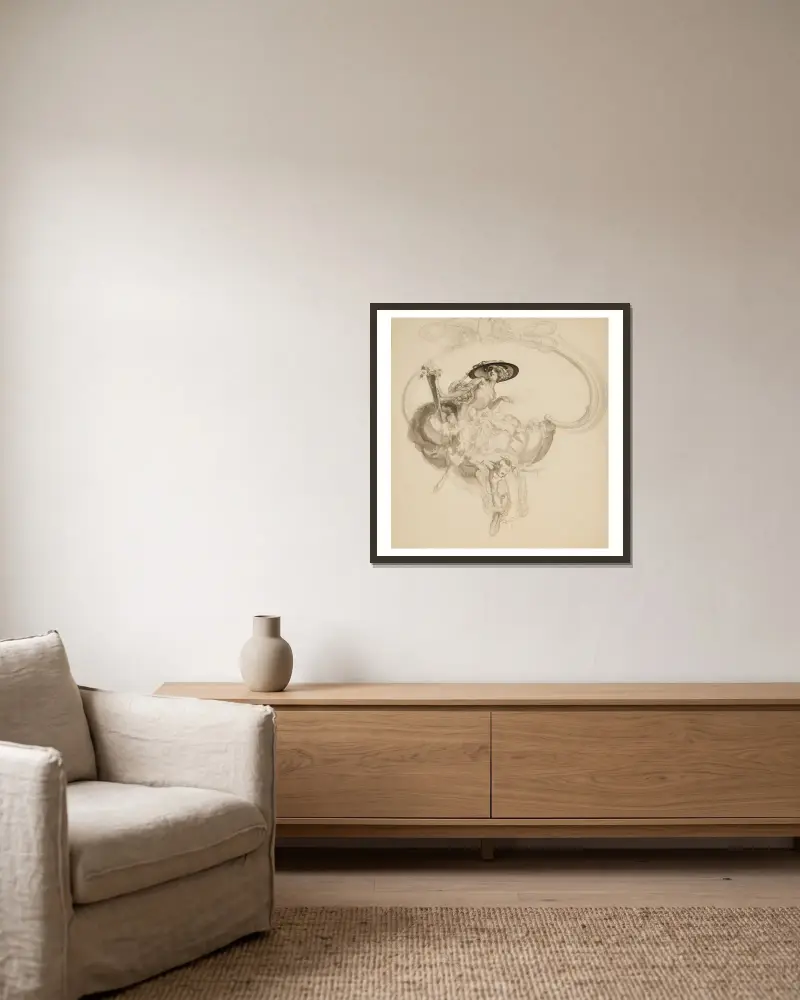 Venus triumphans von Franz von Bayros gerahmt an einer Wand
