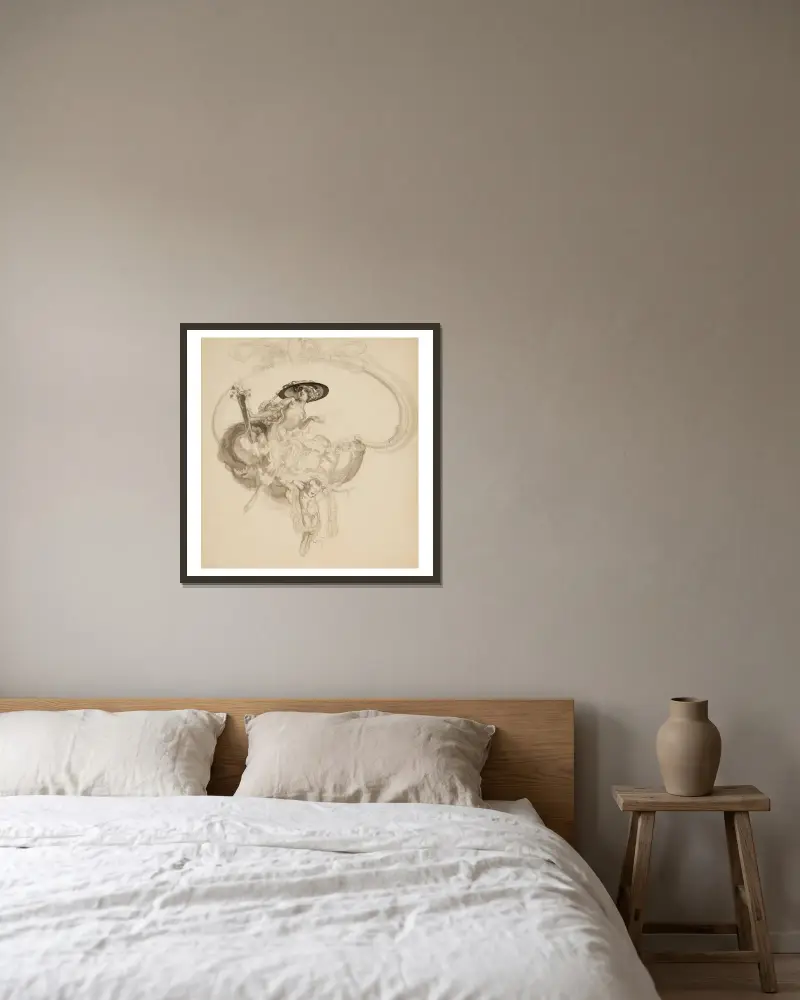 Venus triumphans von Franz von Bayros gerahmt an einer Wand