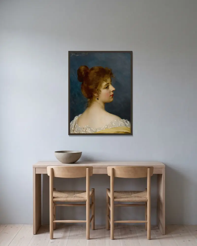 An italian Beauty av Eugen von Blaas inramad på en vägg