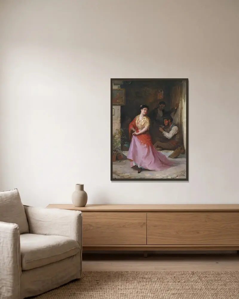 Ein Tänzchen von Eugen von Blaas gerahmt an einer Wand