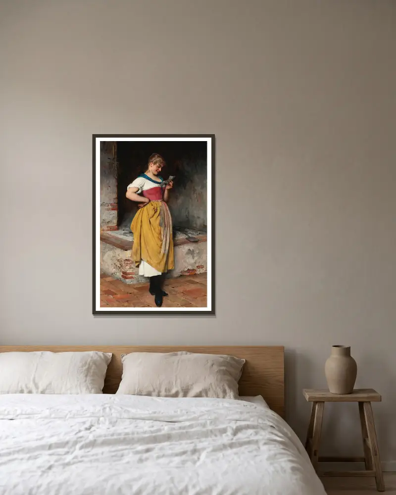 Gute Nachrichten von Eugen von Blaas gerahmt an einer Wand
