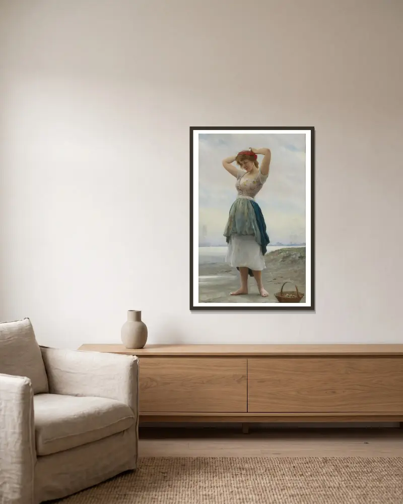 Am Strand von Eugen von Blaas gerahmt an einer Wand