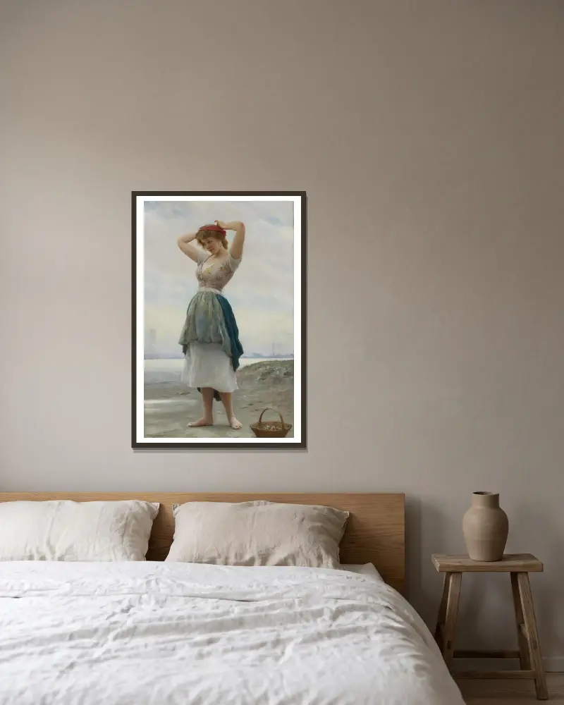 Am Strand von Eugen von Blaas gerahmt an einer Wand