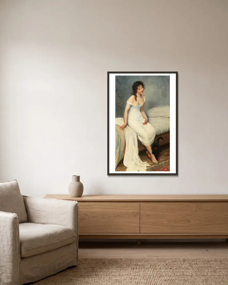 Das Erwachen von Eugen von Blaas gerahmt an einer Wand
