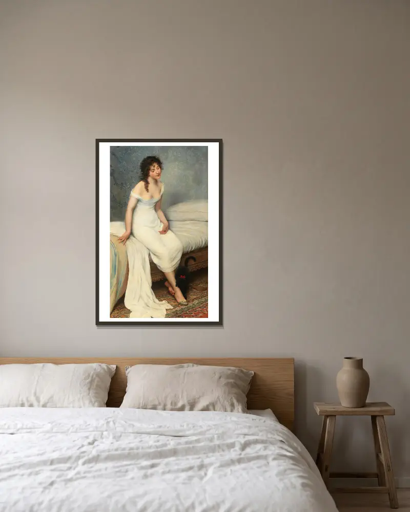 Das Erwachen von Eugen von Blaas gerahmt an einer Wand