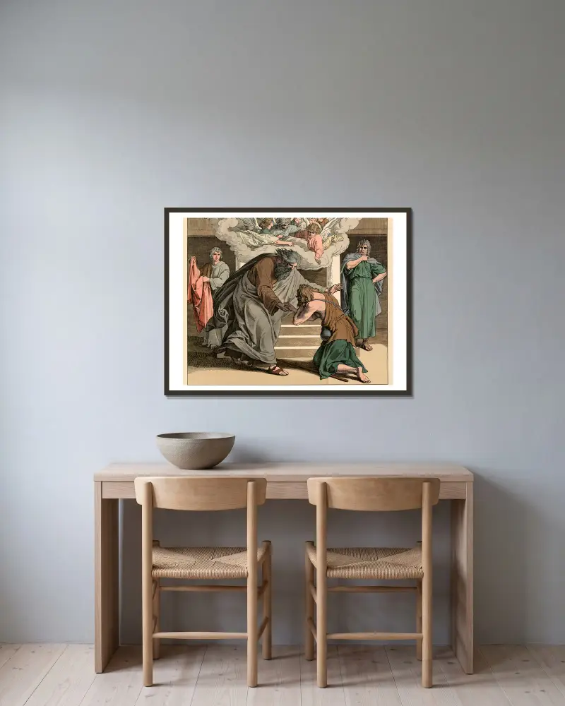 Liknelsen om den förlorade sonen av Julius Schnorr von Carolsfeld inramad på en vägg