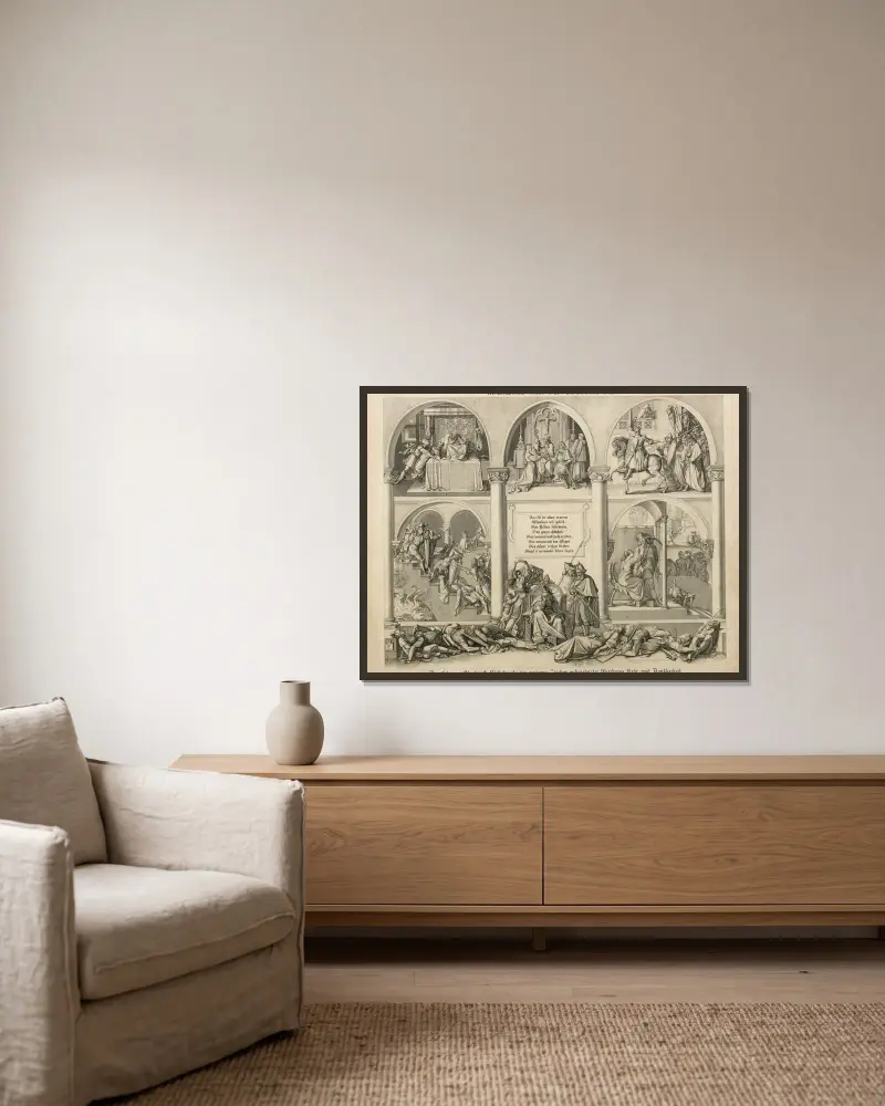 Hagens Heuchelei von Peter von Cornelius gerahmt an einer Wand
