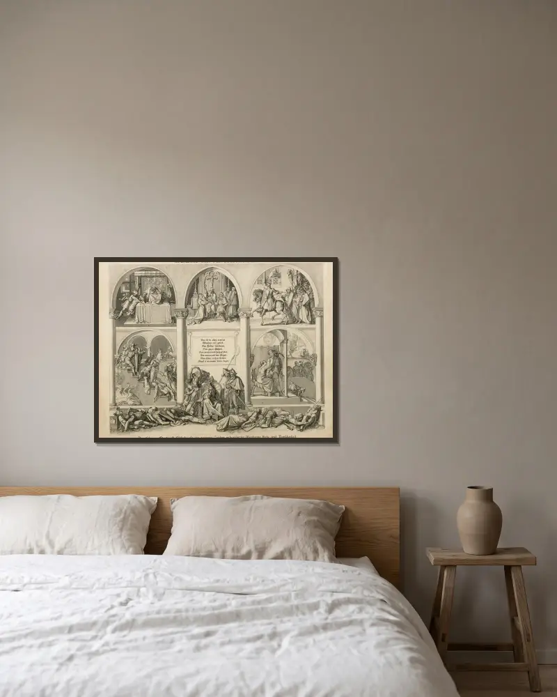 Hagens Heuchelei von Peter von Cornelius gerahmt an einer Wand